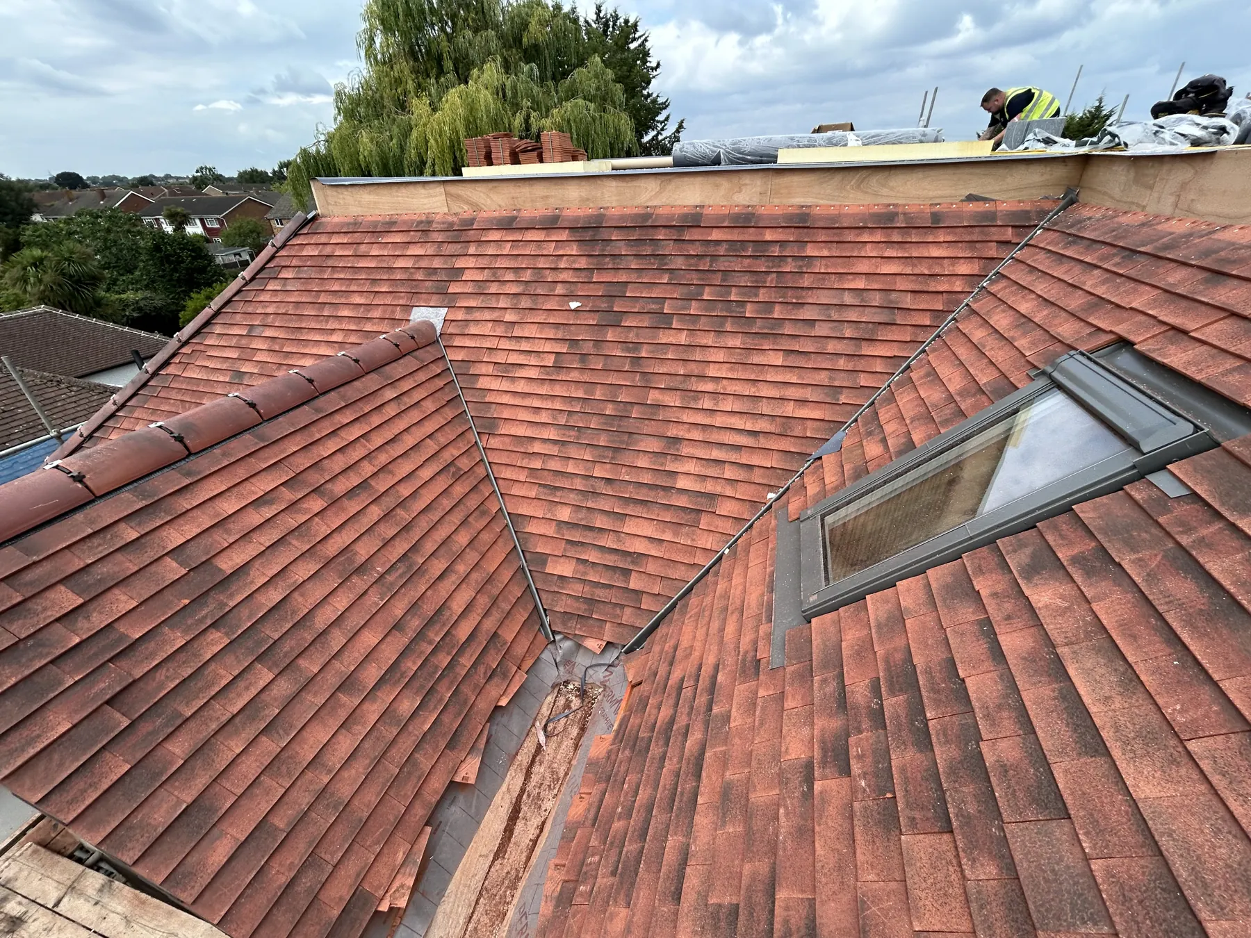 Completed clay tiled roof